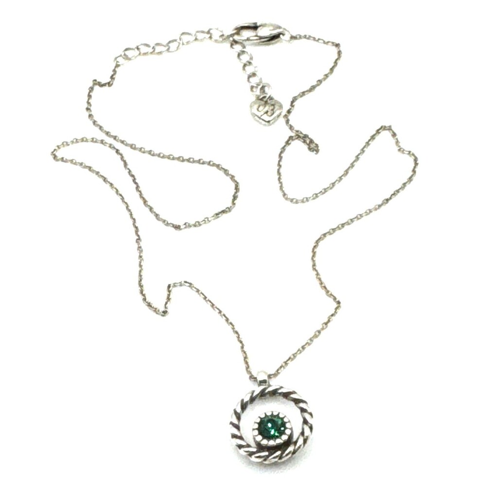 Brighton Circle Dark Green & Blue Crystal Reversible Pendant Necklace 16”-18”